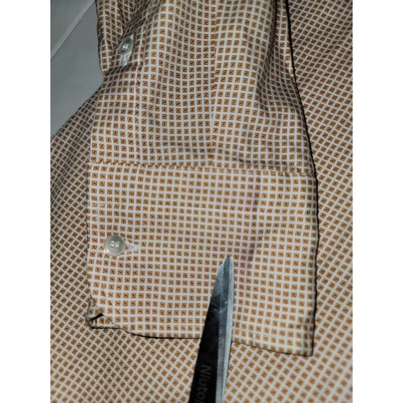 Journal Standard Mens Medium Slim Fit Dress Shirt Button Down Check White Orange - Picture 11 of 14